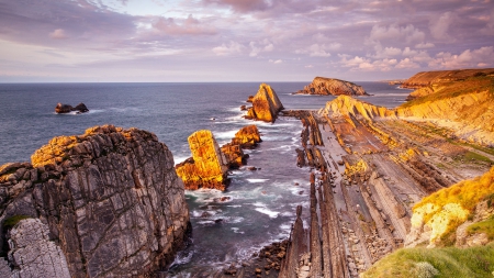 coast at sunset - fun, sunset, ocean, nature, mountain