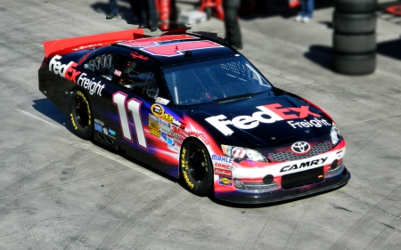 #11 Denny Hamlin  - wide screen, photography, auto, denny hamlin, joe gibbs racing, racing, hamlin, las vegas motor speedway, nascar, photo