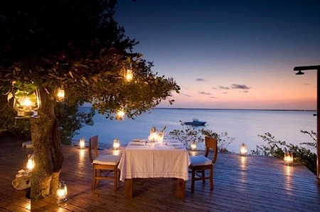 Romantic Table for Two - evening, table for two, beach, romantic