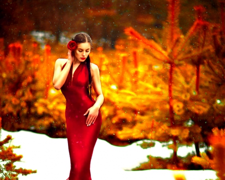 Red passion - red dress, fashion, woman, model