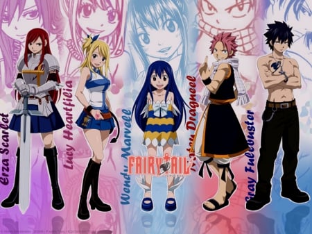 Fairy tail - Lucy, Gray, Erza, Natsu