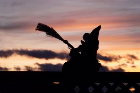 Witch - witch, sky, sunset, clouds