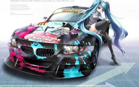 Miku hatsune BMW - anime, cars, miku, bmw