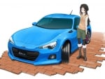 Anime girl by a Subaru BRZ