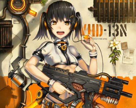 Anime - mecha, gia, orange, anime, weapon