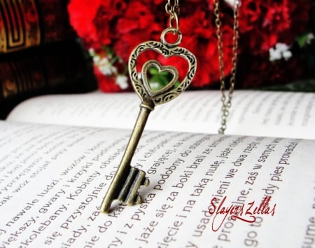 Heart Key Necklace - abstract, key, necklace, soft