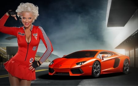 lambo - girl, car, lambo, speed