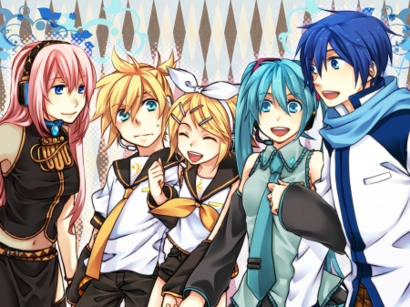 ~Vocaloid~ - vocaloid, anime, kaito, len and rin kagamine, megurine luka, friends, hatsune miku