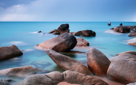 Coastline - nature, beach, Coastline, rocks, sky