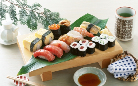 Sushi - food, sushi, soup, sea