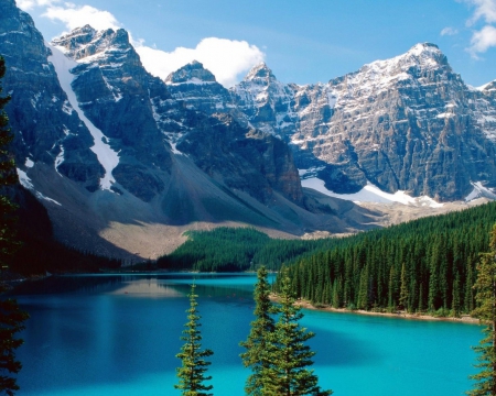 blue lake - lake, mountains, nature, blue