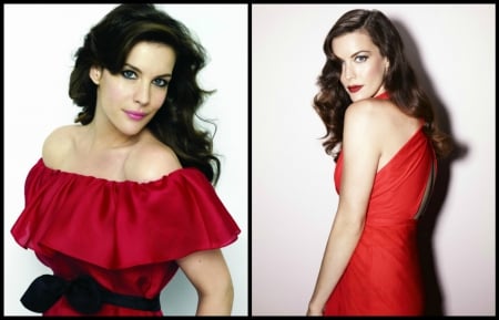 Liv Tyler - red, black, beauty, actress, collage, girl, dress, liv tyler, white, cehenot, woman