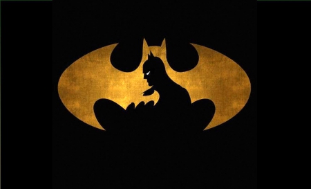 Batman in sign - sign, logo, batman, superhero, gold