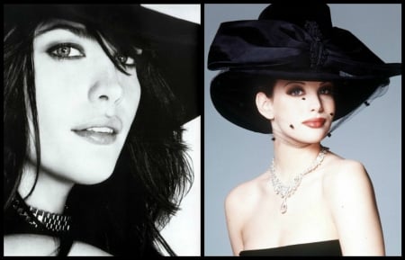 Liv Tyler - black, beauty, model, actress, collage, girl, liv tyler, white, bow, hat, blue eyes, cehenot, woman