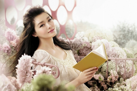 Gentle girl with book - girl, image, wallpaper, color, new, expression