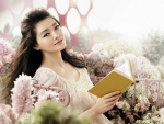 Gentle girl with book