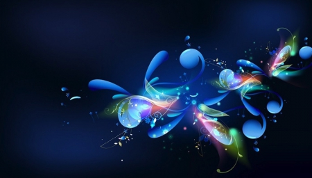 Sonata - blue, leaves, abstract, digtal, music notes