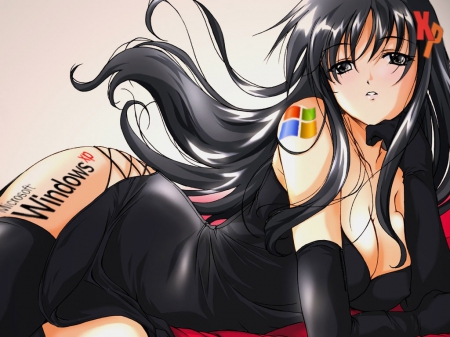 Windows anyone? - anime, black dress, girl, windows 8