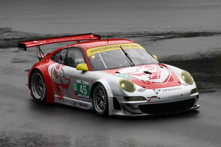 Flying lizard racing #45 - racing, cars, gt3, red and silver