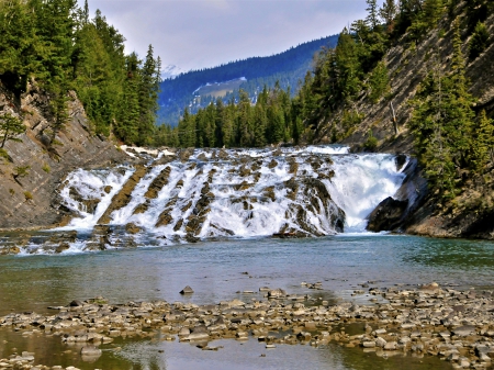 Bow Falls ~ Banff, Alberta - nature, trees, waterfall, rocks