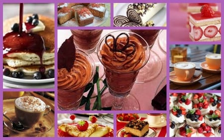 Desserts - collages, desserts, cakes, food, sweets