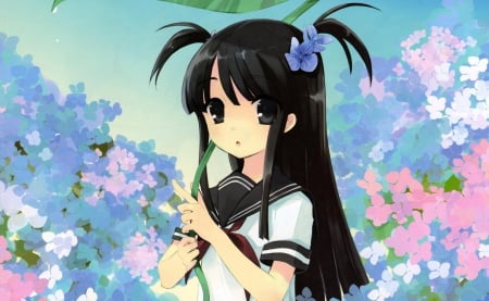 School girl - cherry blossom trees, girl, school, anime, outfit