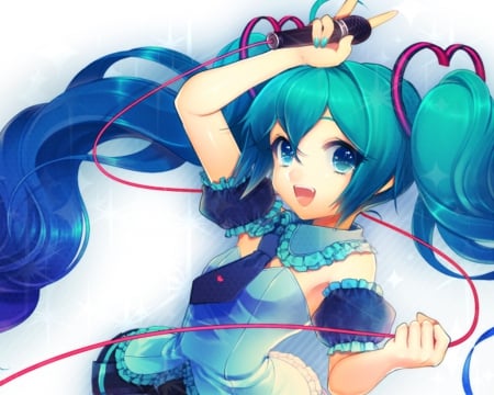 Hatsune Miku - female, hot, simple, anime girl, white, anime, miku, cute, hatsune miku, sexy, girl, twintails, blue eyes, long hair, hatsune, vocaloids, blue hair, hd, green eyes, vocaloid, plain, green hair