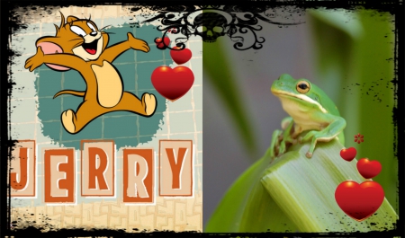 FOR DEAR JERRY. ''JERRY46'' - MOUSE, FRIENDS, COLLAGE, FROG