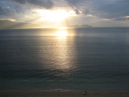 Sun vs. Rain - clouds, water, rain, sun, sky