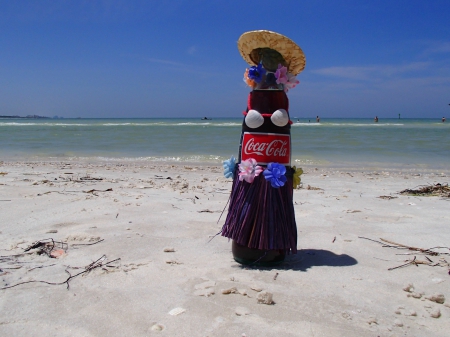 drink me!!! - coca cola, bottle, sand, fantasy