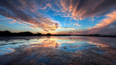 Bright reflection - sky, lake, landscape, water, wallpaper, hd, nature, reflection, clouds, scene