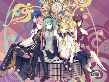 Vocaloid - anime, flowers, miku hatsune, vocaloid