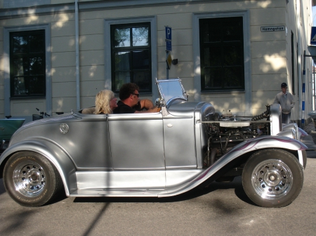 Power Meet Nossebro Sweden - silver, street, people, car, hotrod, house, crusing