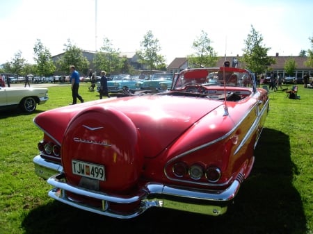 Power Meet Nossebro Sweden - trees, cars, people, red, grass, carshow