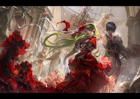 Vocaloid - vocaloid, pruple hair, dress, red dress, cool, long hair, gumi, suite, Kamui Gakupo, wallapaper