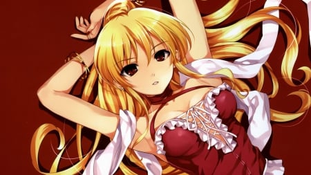 Cute  - princess, blond hair, relaxes, cute, dress, blonde