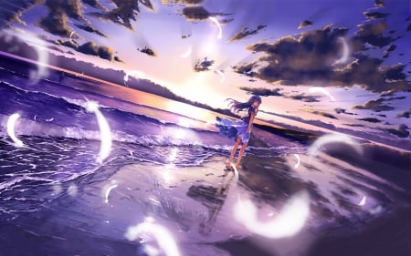 Spectacular anime wallpaper - Wounderful, Girl, anime, beach