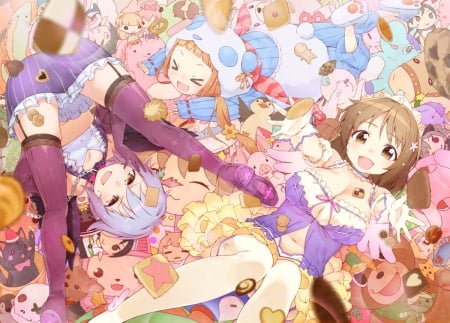 ~Idolmaster~ - dolls, girls, cinderella girls, toys, anime, idolmaster, friends, food