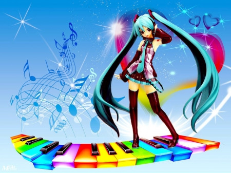 Miku hatsune - anime, vocaloid, Colors, Miku hatsune