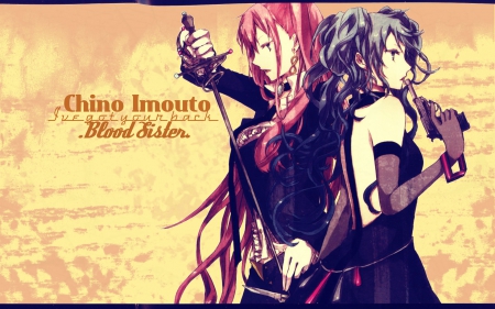 I've Got Your Back - vocaloid, anime, blood sister, megurine luka, friends, weapons, hatsune miku