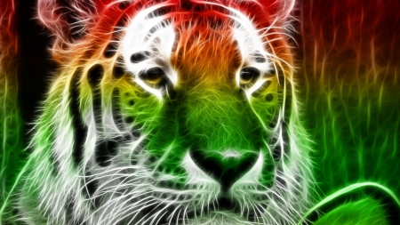 Tigris Of Colours - colours, tigers, animals, fractal