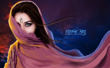 Ethnic art - fantasy, arabic, art, lady