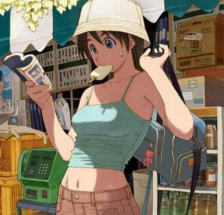 Summertime - popsicle, anime, girl, book