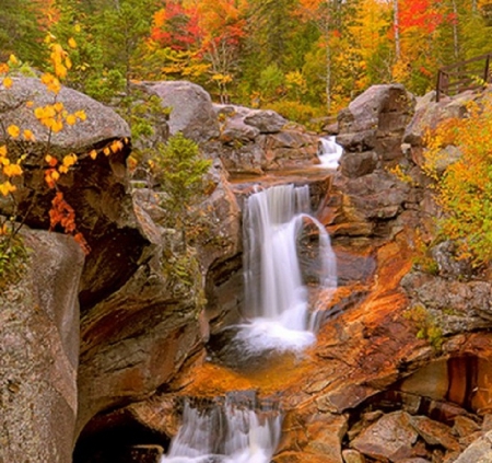 beautiful waterfall in autumn - nature, autumn, waterfall, beautiful