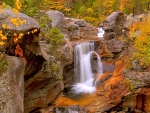 beautiful waterfall in autumn