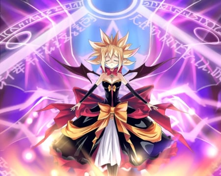 Rozalin - rozalin, female, hot, magic, blond, video game, anime girl, rpg, disgaea two, disgaea 2, blond hair, sparks, blonde hair, game, anime, cute, sexy, girl, light, magical, long hair, hd, glow, dress, blonde, spiky hair