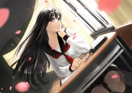 HighSchool Girl - highschool student, beauty, wall, new, anime, girl