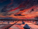 salt pools at sunset