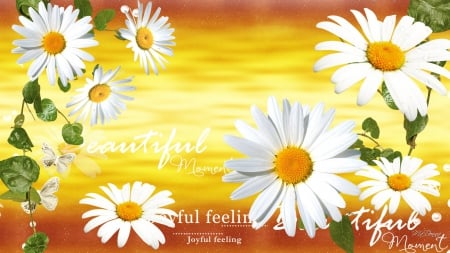 A Beautiful Moment - yellow, summer, daisy, sunshine, spring, gold, happy, flowers, daisies, chamomile, waves