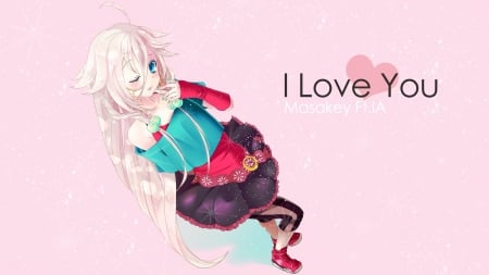 ~I Love You~ - colorful, vocaloid, anime, blonde, wink, IA, blue eyes